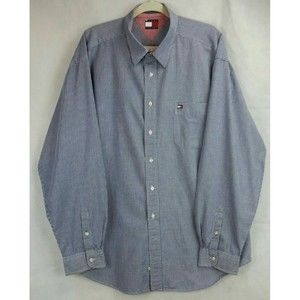 Tommy Hilfiger Men's (XL) Blue & White Checked Long Sleeve Button Up Dress Shirt